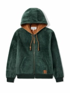 LOEWE - Logo-Appliquéd Shearling Hooded Bomber Jacket - Green