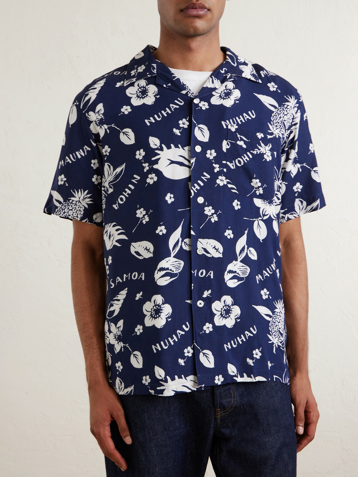 Hartford - Palmito Camp-Collar Printed Shirt - Blue