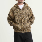 A Bathing Ape Men's Wild Leopard Print Shark Zip Hoodie in Beige