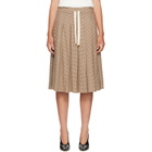Moncler Beige Viscose & Wool Stretch Microcheck Midi Skirt