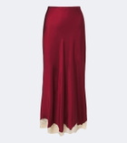 Rixo Crystal lace-trimmed satin slip skirt