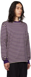 NEEDLES Purple & Off-White Striped Long Sleeve T-Shirt