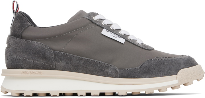 Photo: Thom Browne Gray Double Tech Nylon Alumni Sneakers