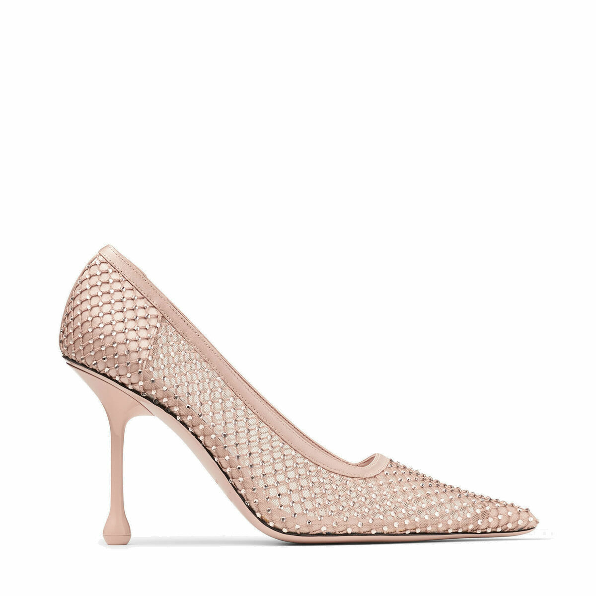 Jimmy Choo Powder Pink Mesh Satin Crystal Ixia 95 Pumps