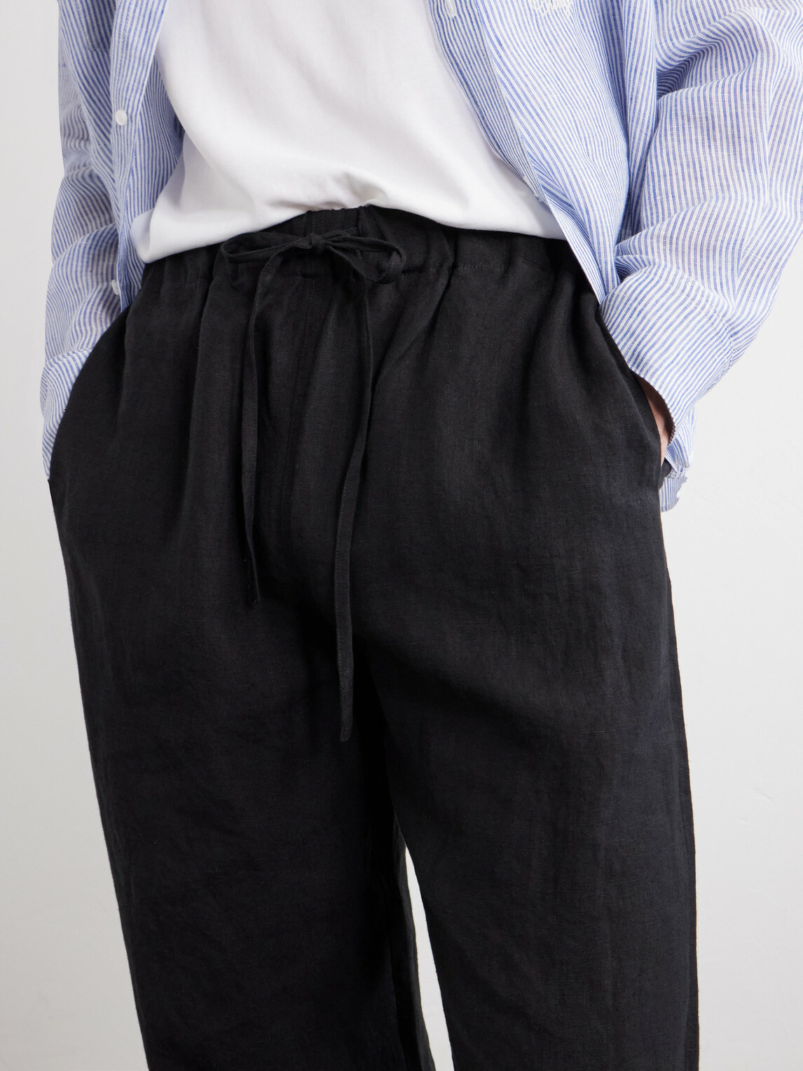 Cherry Los Angeles - Wide-Leg Linen Trousers - Black