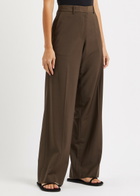 Matteau Wide-leg Wool-blend Trousers Brown