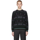 Kenzo Black and Purple Limited Edition Holiday Knit Sweatshirt