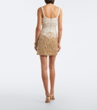 Là Fuori Embellished floral silk minidress