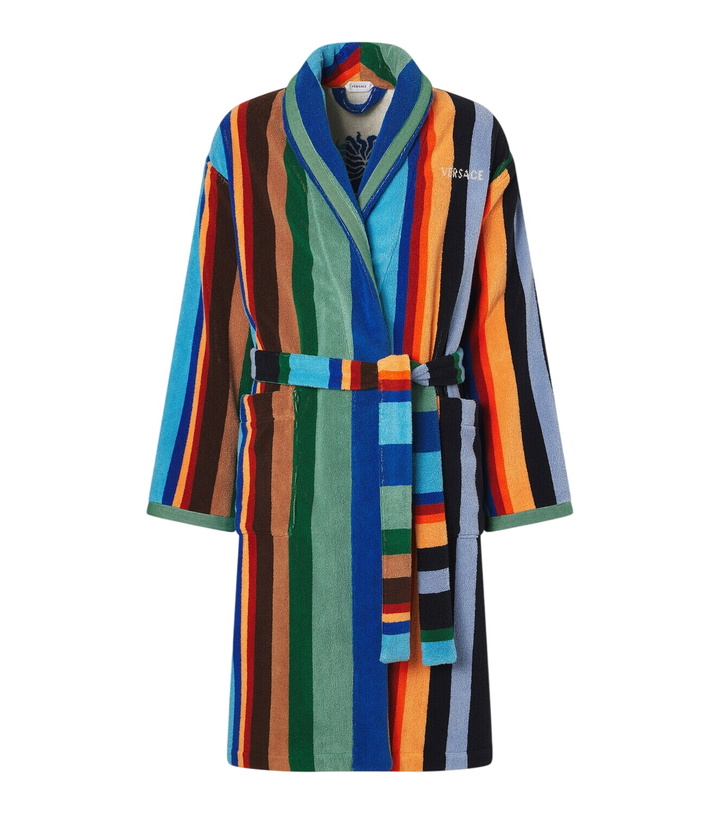 Photo: Versace Home Striped cotton terry bathrobe
