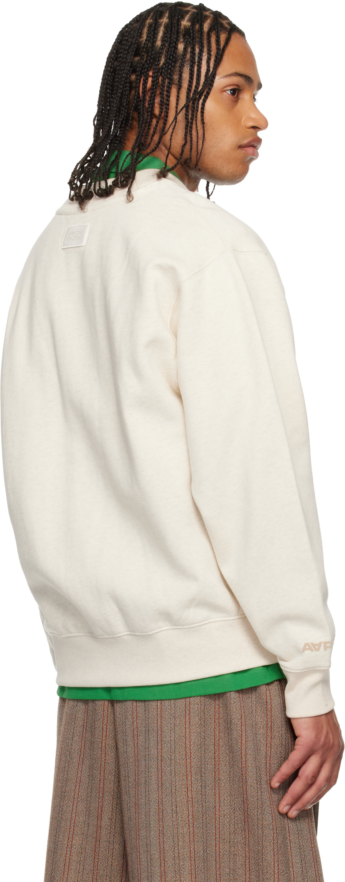 AAPE by A Bathing Ape Beige 'AAPENOW' Heart Moonface Cardigan