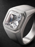 42 Suns - Medium 14-Karat White Gold Topaz Ring - Silver