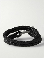 TOM FORD - Woven Leather and Silver-Tone Wrap Bracelet - Black