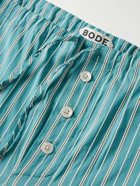 BODE - Shore Straight-Leg Striped Cotton-Blend Drawstring Trousers - Blue