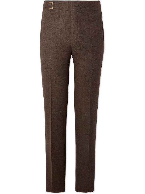 Photo: Rubinacci - Genny Slim-Fit Tapered Wool-Flannel Trousers - Brown