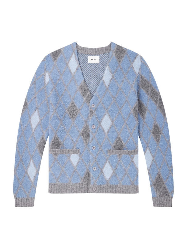 Photo: NN07 - Chris 60077 Argyle-Jacquard Cardigan - Blue