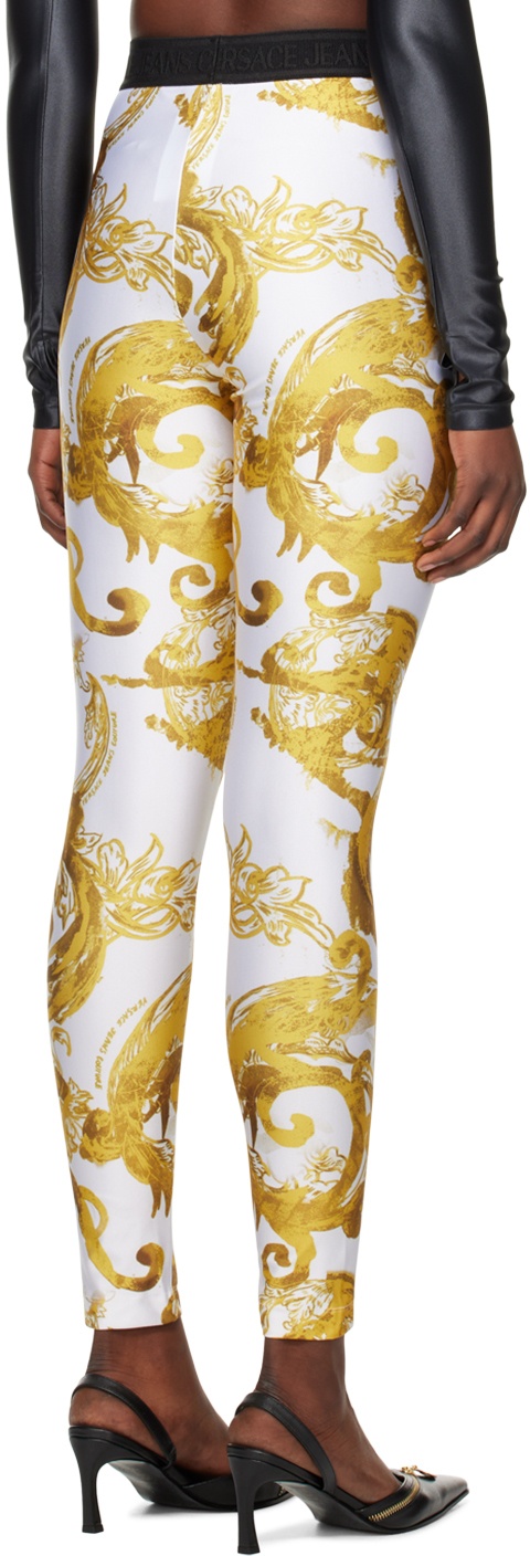 Versace Jeans Couture White Watercolor Couture Leggings Versace