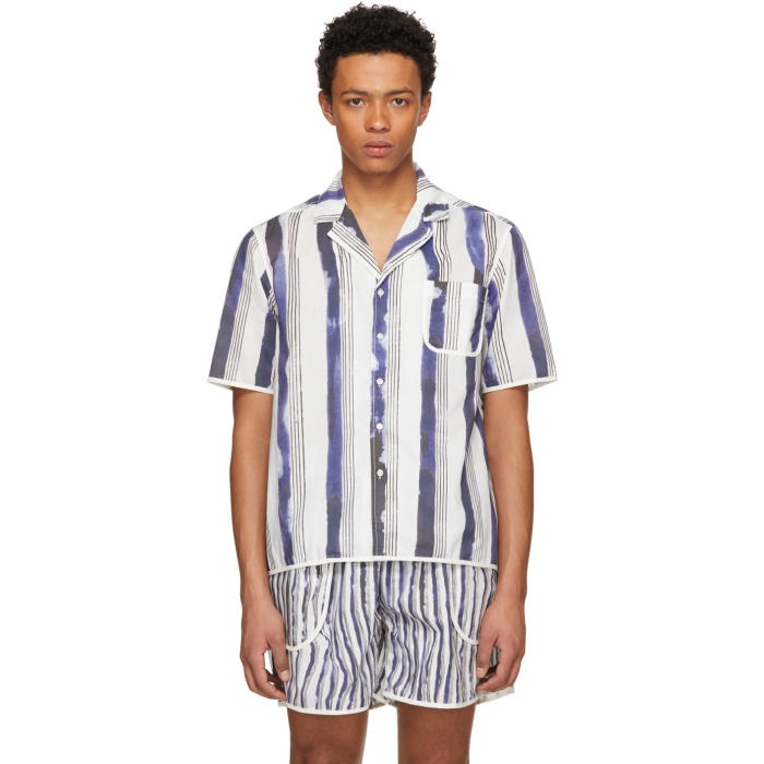Photo: Daniel W. Fletcher White and Blue Bold Stripe Pyjama Shirt 
