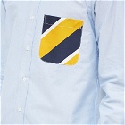 Thom Browne Men's Tie Silk Pocket Button Down Shirt in Light Blue