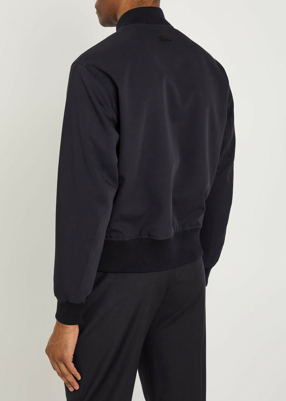 Lardini Wool Bomber Jacket Navy