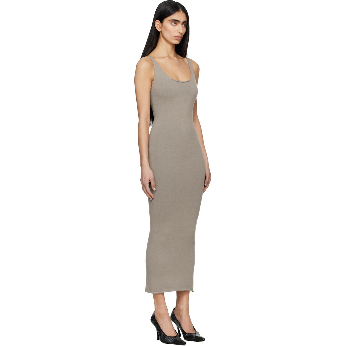 Entire Studios Gray Raw Knit Midi Dress