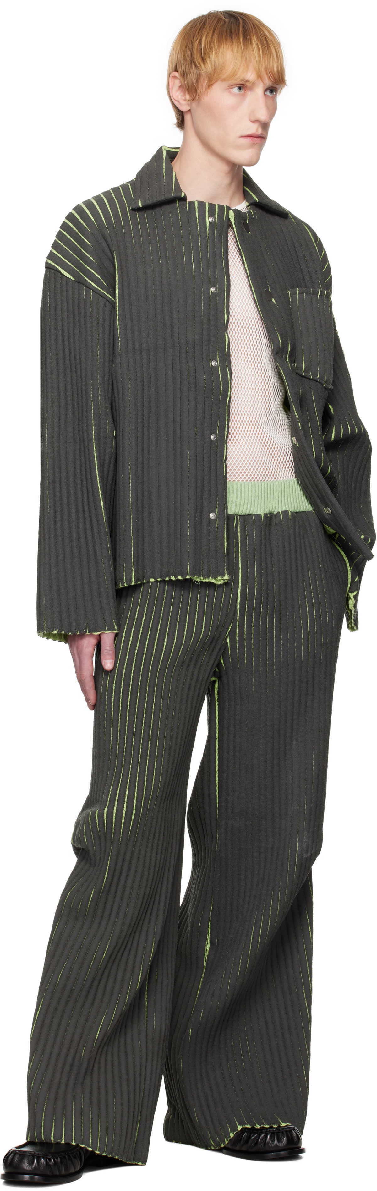 Stanley Raffington Black & Green Relaxed Fit Knit Jacket