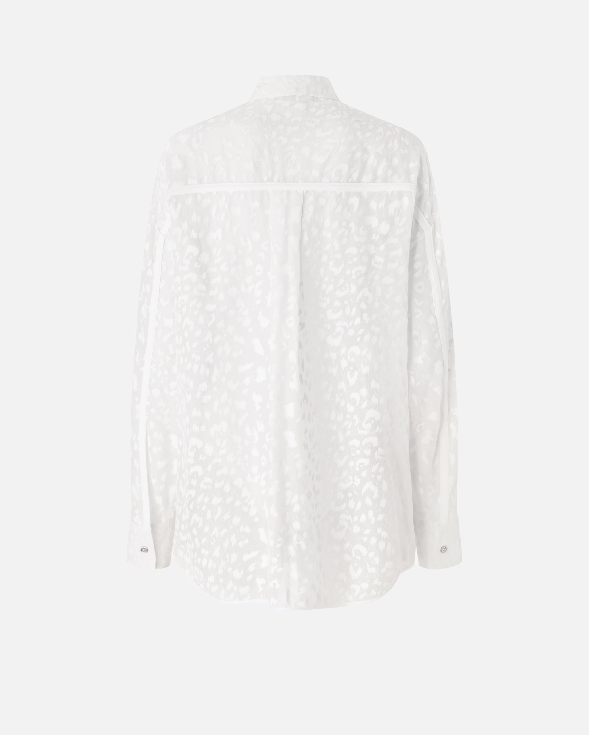 Pinko Printed Transparent Silk Blend Voile Shirt Bright White