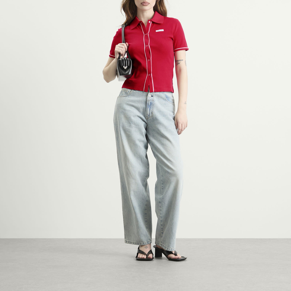 Marine Serre Women's Cute 70'S Polo T-Shirt in Red