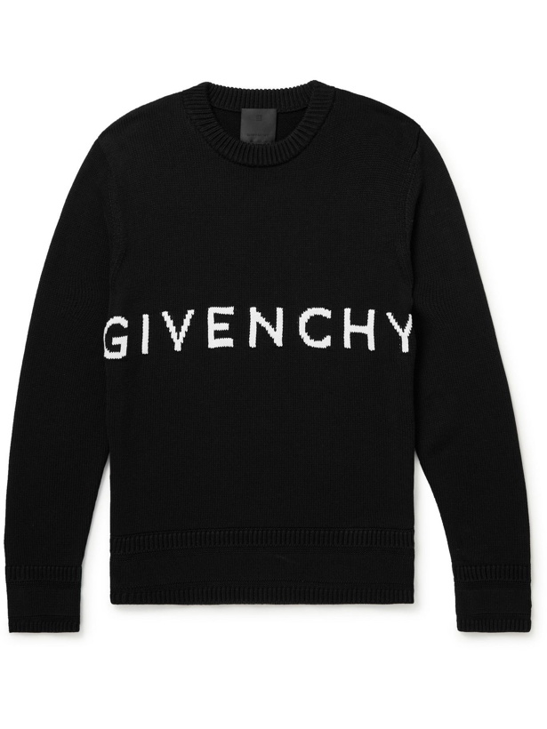 Photo: Givenchy - 4G Logo-Intarsia Cotton Sweater - Black