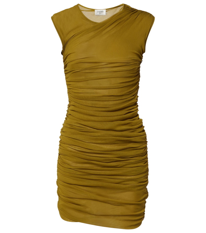 Photo: Saint Laurent Ruched tulle jersey minidress