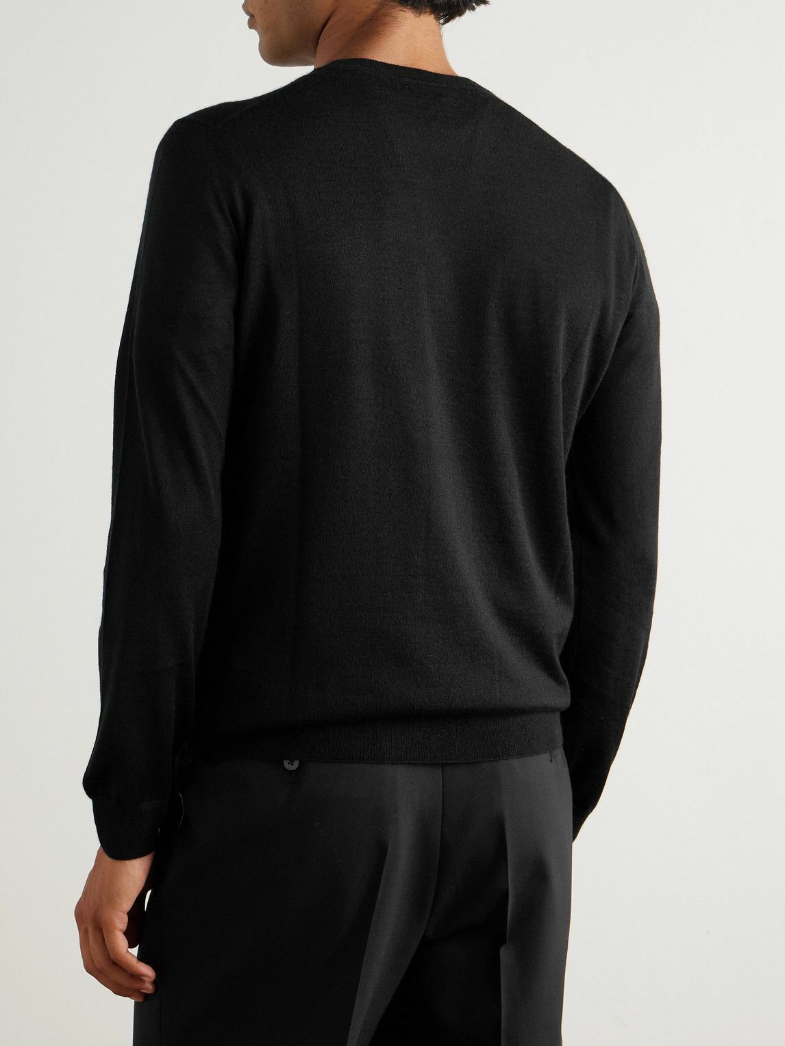 Incotex - Zanone Cashmere and Silk-Blend Sweater - Black