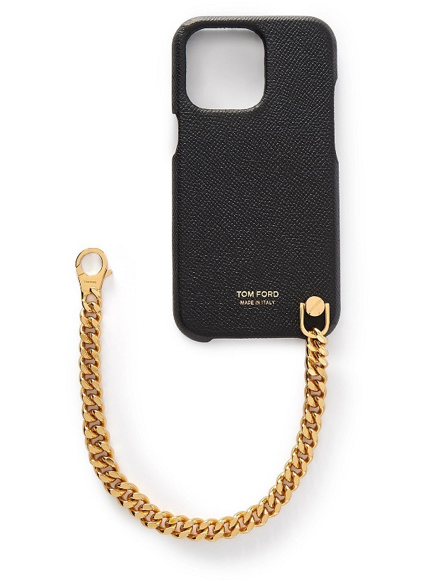 Photo: TOM FORD - Logo-Print Full-Grain Leather iPhone 12 Pro Case with Chain