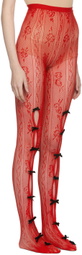 Nodress Red Fishnet Bow Tights