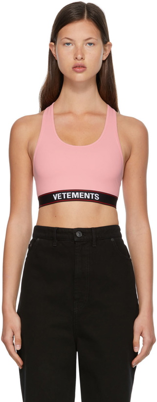 Photo: VETEMENTS Pink Logo Sports Bra