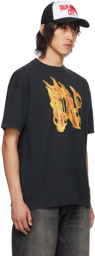 Palm Angels Black Burning Monogram T-Shirt