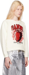 GANNI Off-White Strawberry Sweatshirt