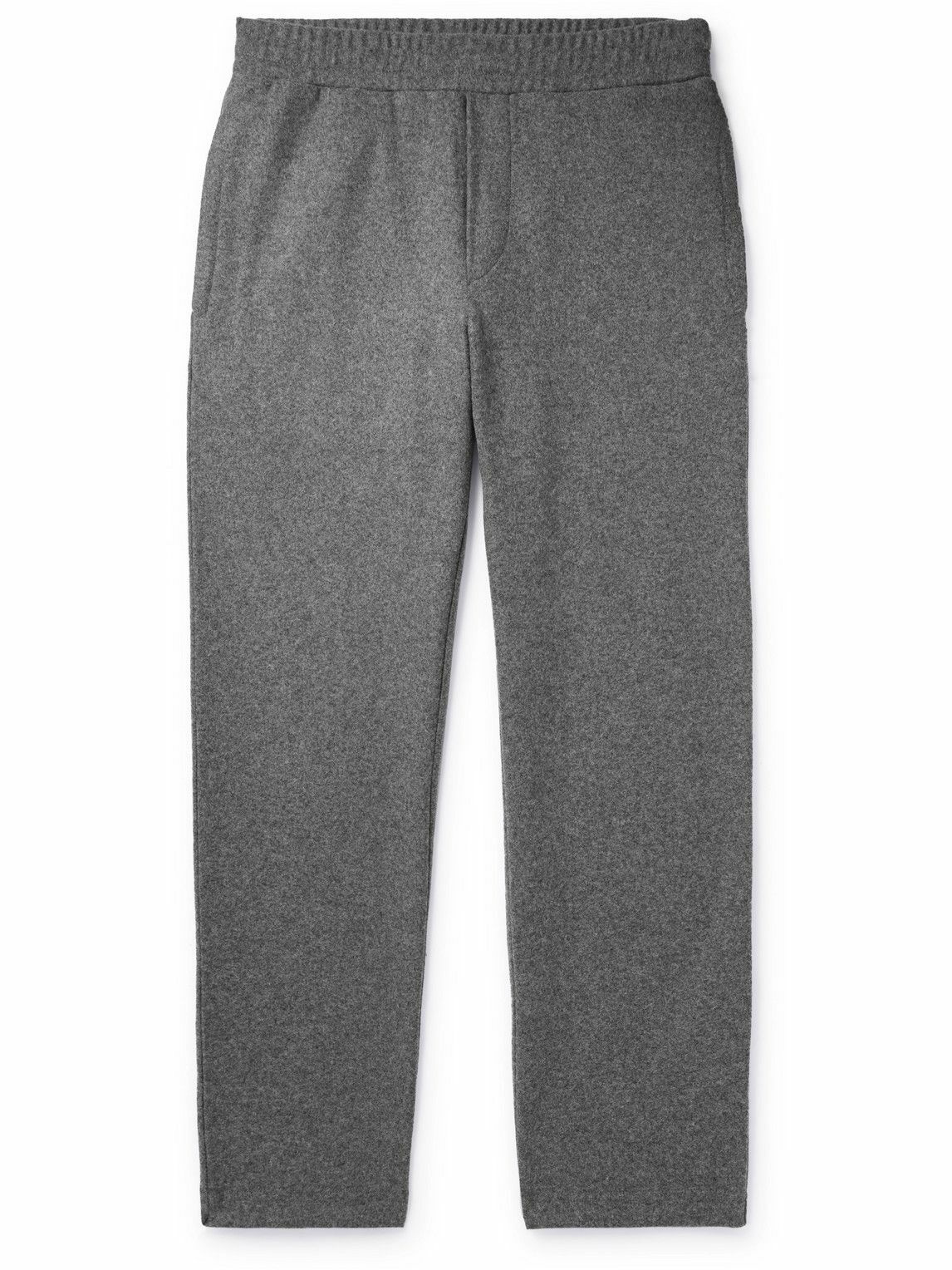 Moncler - Straight-Leg Logo-Appliquéd Wool-Blend Flannel Sweatpants ...