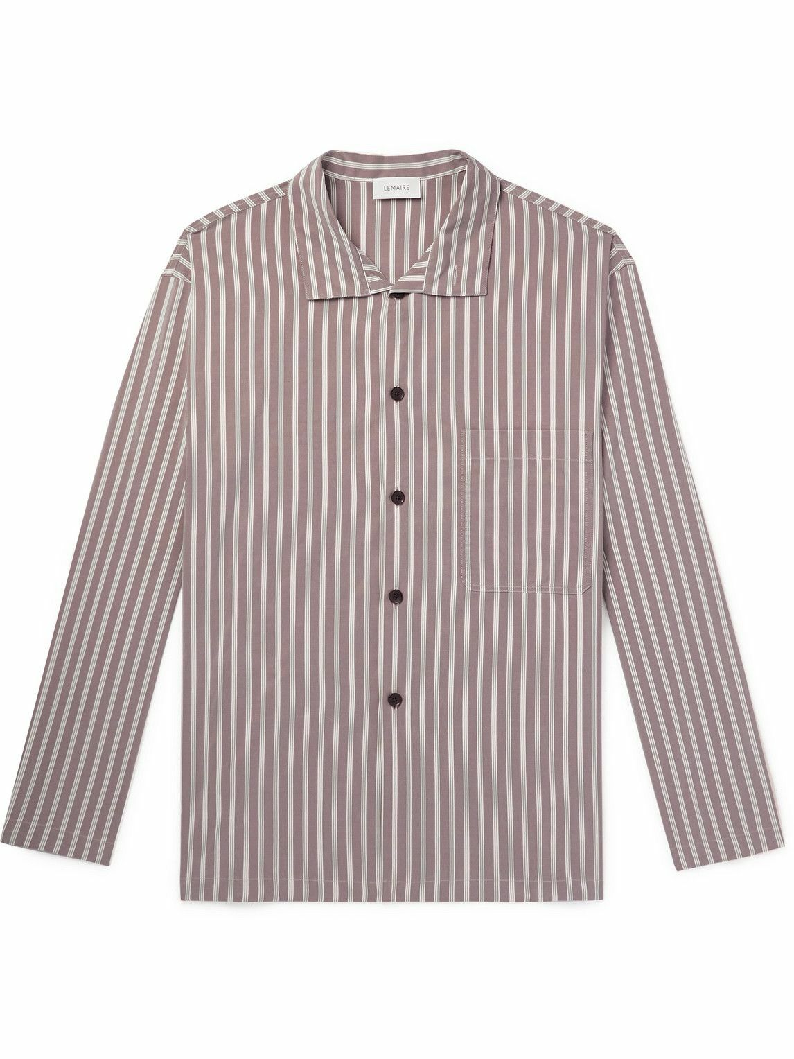 Lemaire - Striped Cotton and Silk-Blend Shirt - Neutrals Lemaire