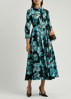 Diane Von Furstenberg Blaine Floral-print Stretch-cotton Midi Shirt Dress Black