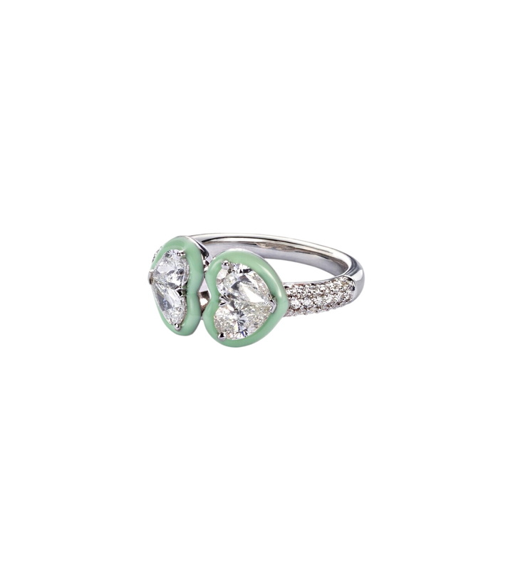Photo: Kamyen 18kt white gold and enamel ring with diamonds