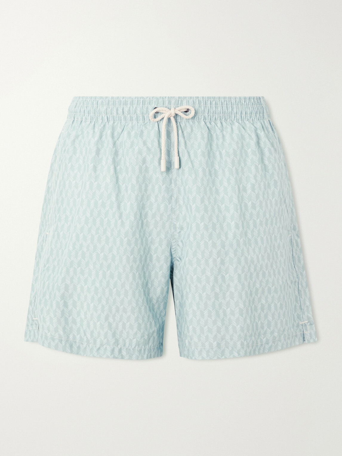 Canali - Straight-Leg Mid-Length Printed Swim Shorts - Blue