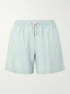 Canali - Straight-Leg Mid-Length Printed Swim Shorts - Blue