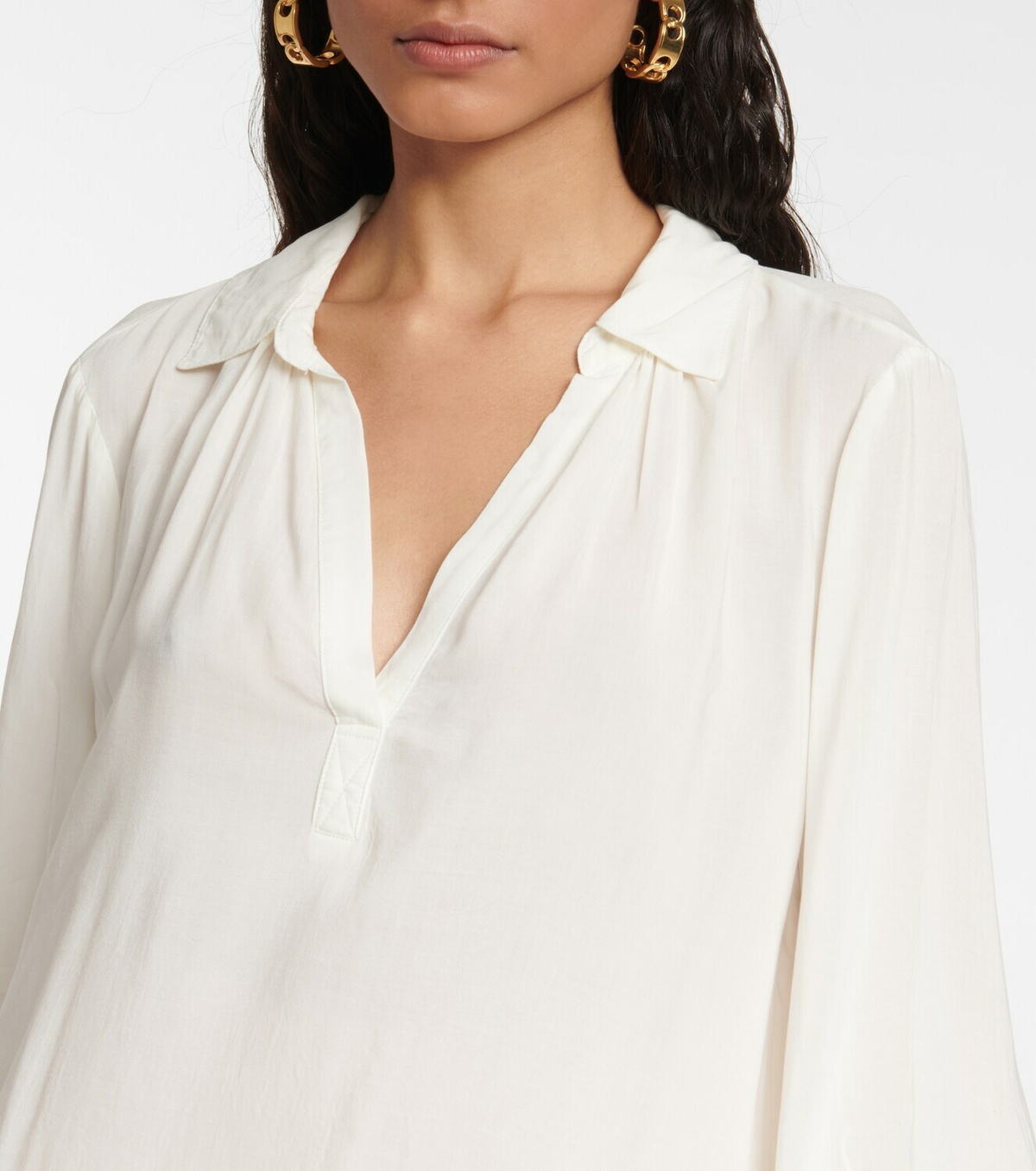 Velvet Kristin Rayon Challis Short Sleeve Blouse - White