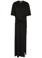 Agolde Zanna Gathered Cotton Maxi T-shirt Dress Black