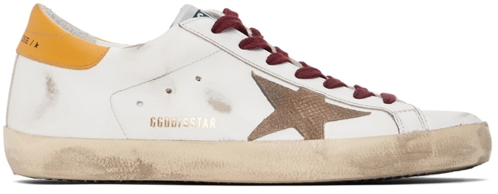 Photo: Golden Goose White & Yellow Super-Star Classic Sneakers