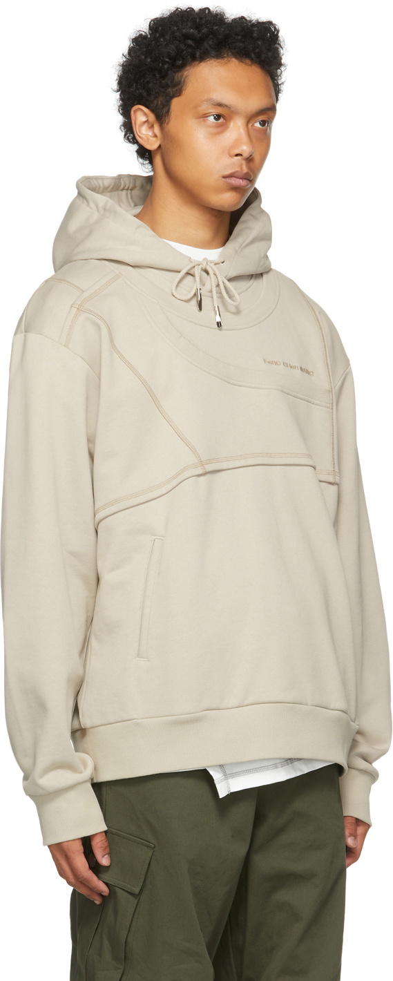 Feng Chen Wang SSENSE Exclusive Beige French Terry Paneled Hoodie