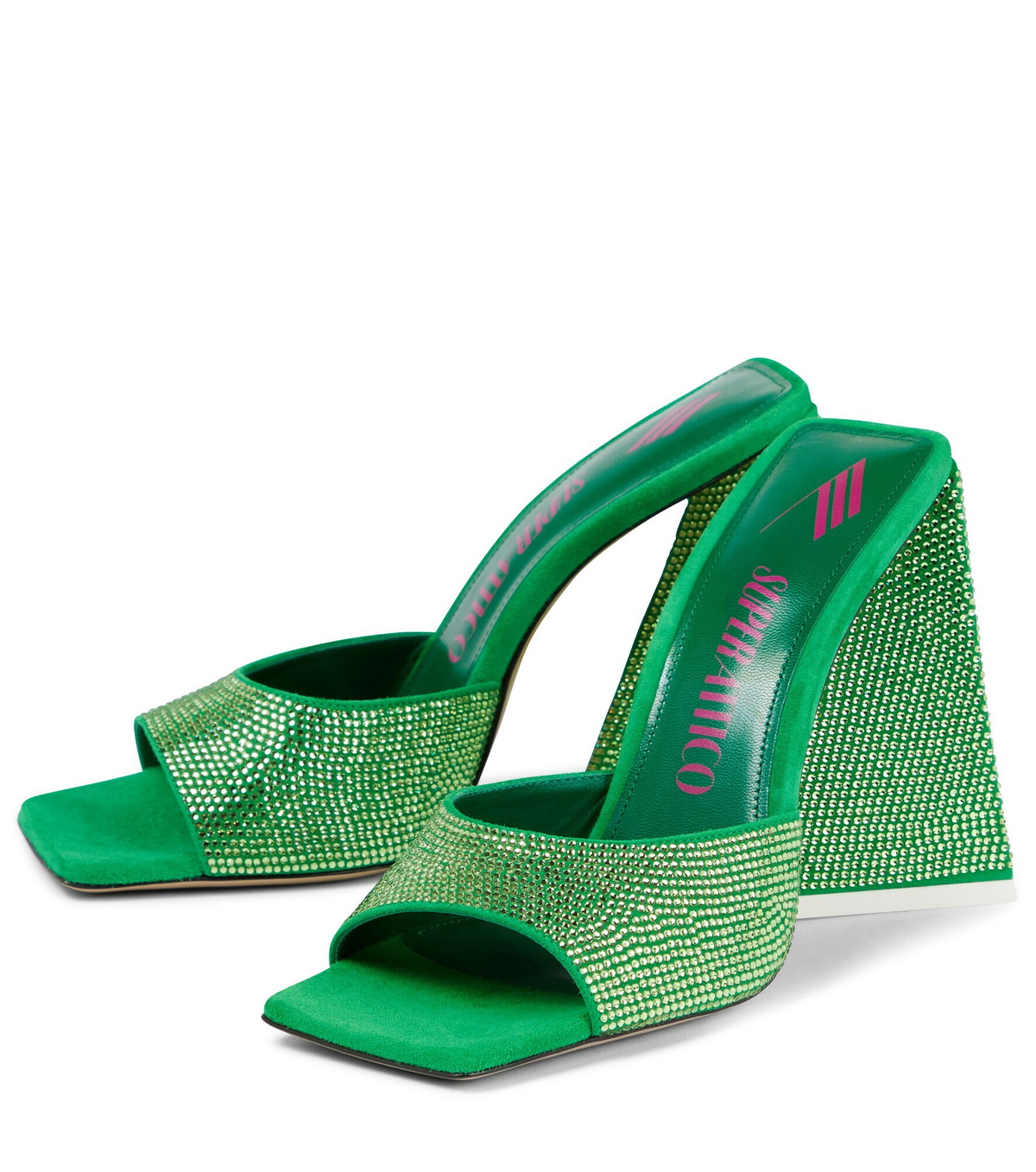 The Attico Gray Leather Flat Sandals