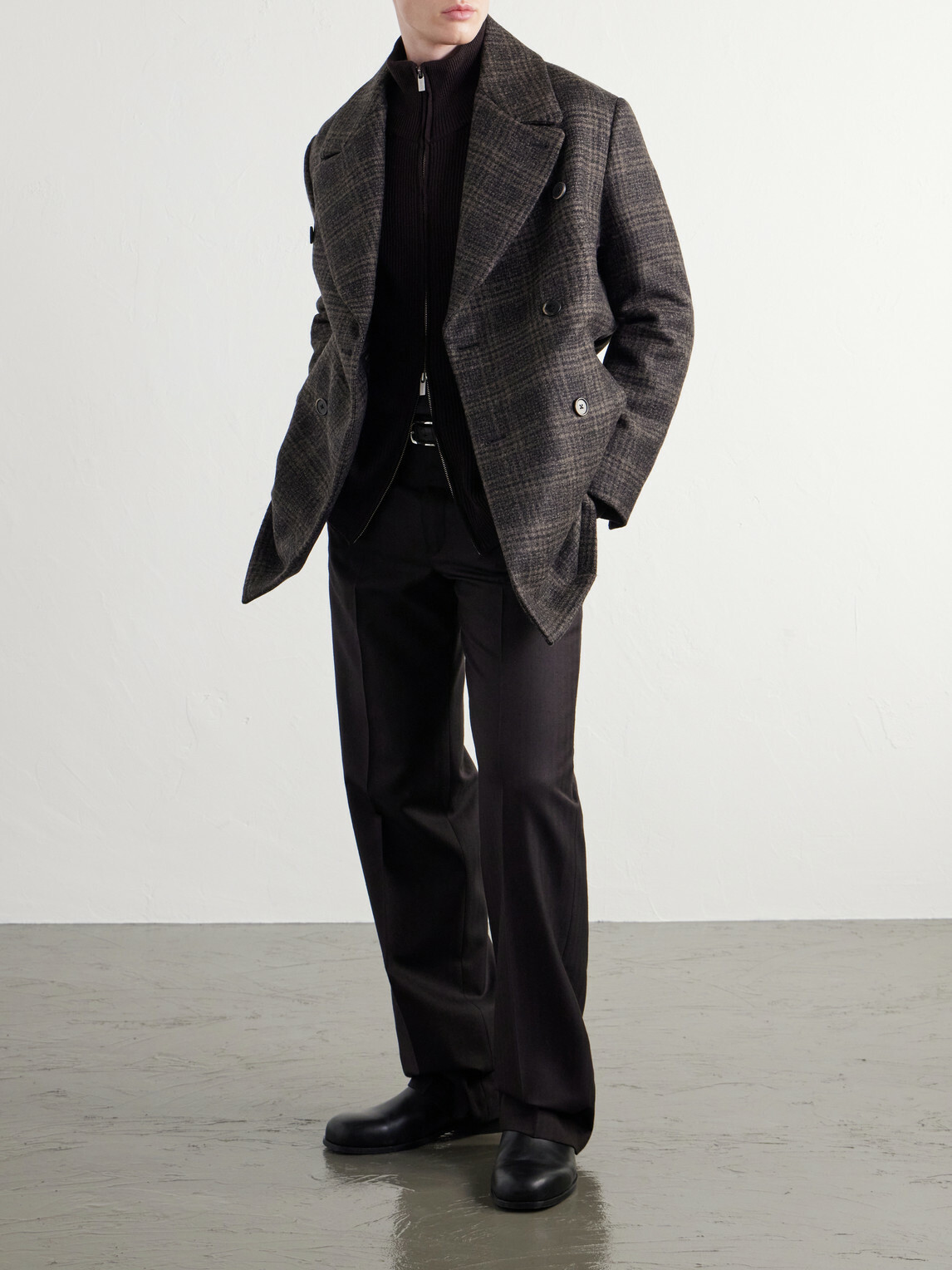 Barena - Double-Breasted Prince of Wales Wool-Blend Blouson Jacket - Brown