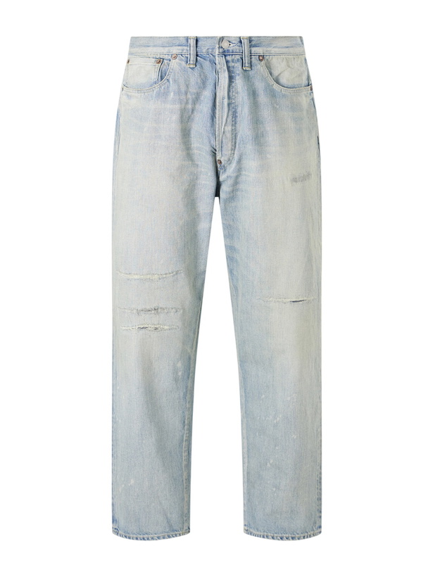 Photo: A.PRESSE - No.37 Wide-Leg Distressed Jeans - Blue