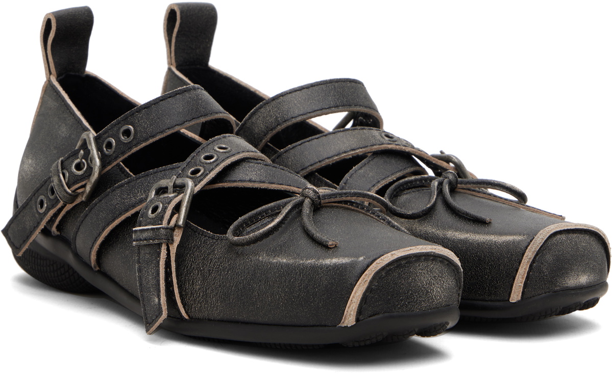 OPEN YY Gray Cross Buckle Ballet Flats