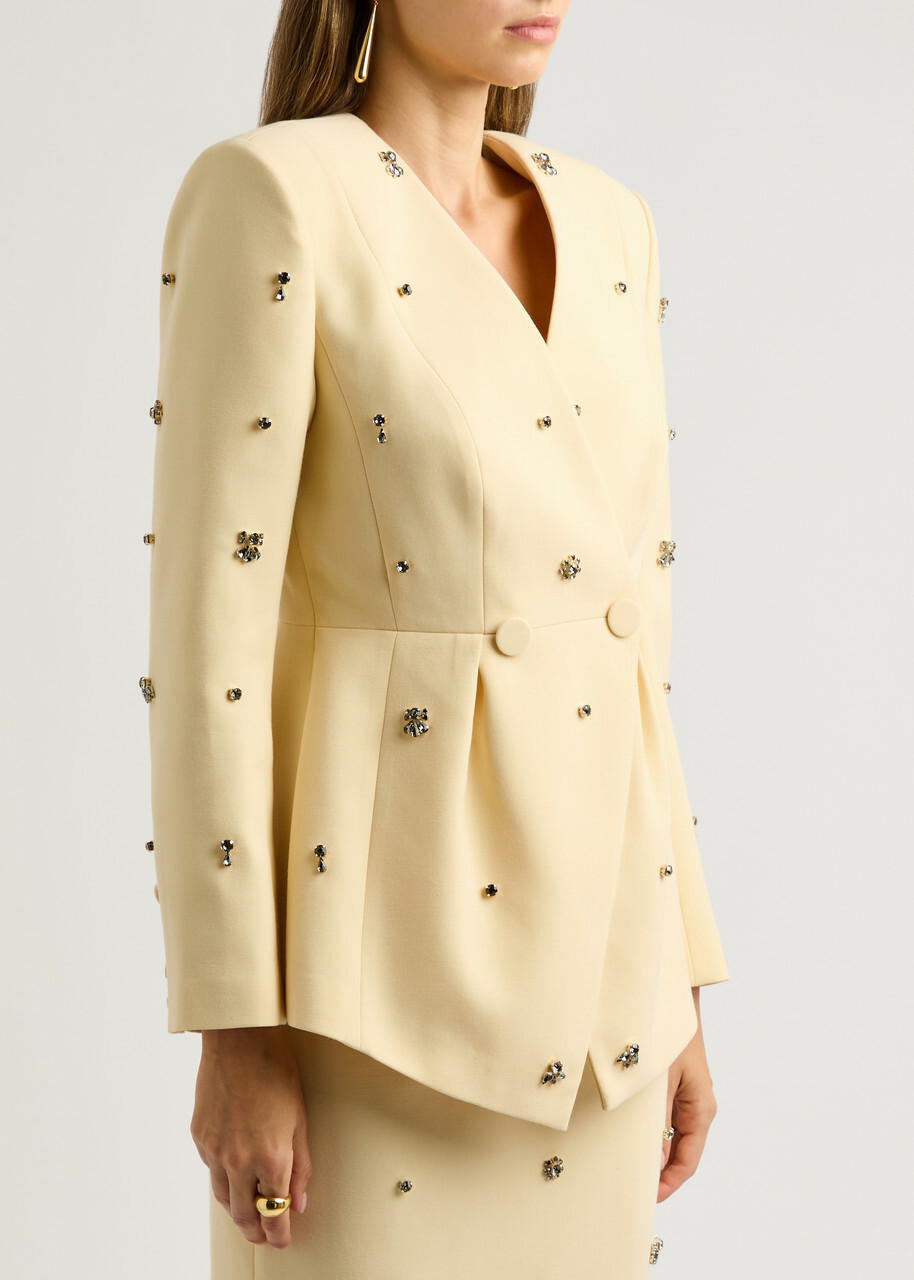 Huishan Zhang Milo Crystal-embellished Crepe Blazer Light Huishan Zhang Milo Crystal-embellished Crepe Blazer Light